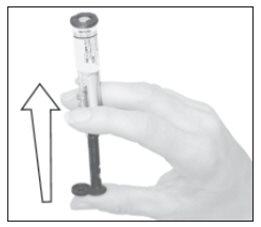 BEFORE REMOVING LUER TIP CAP, hold the syringe with tip cap upright. Press syringe plunger until plunger moves slightly. This motion breaks the seal between plunger and syringe barrel.