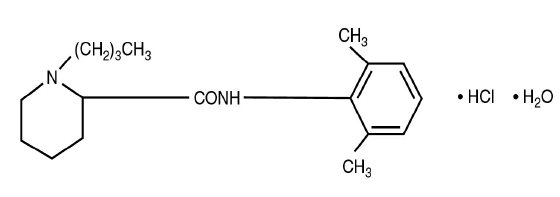 Chemical formula for Bupivacaine Hydrochloride